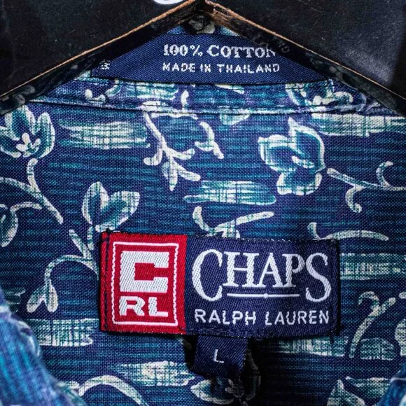 Chaps Ralph Lauren Floral Hawaiian Short Sleeve Button Down Shirt - Picture 5 of 6